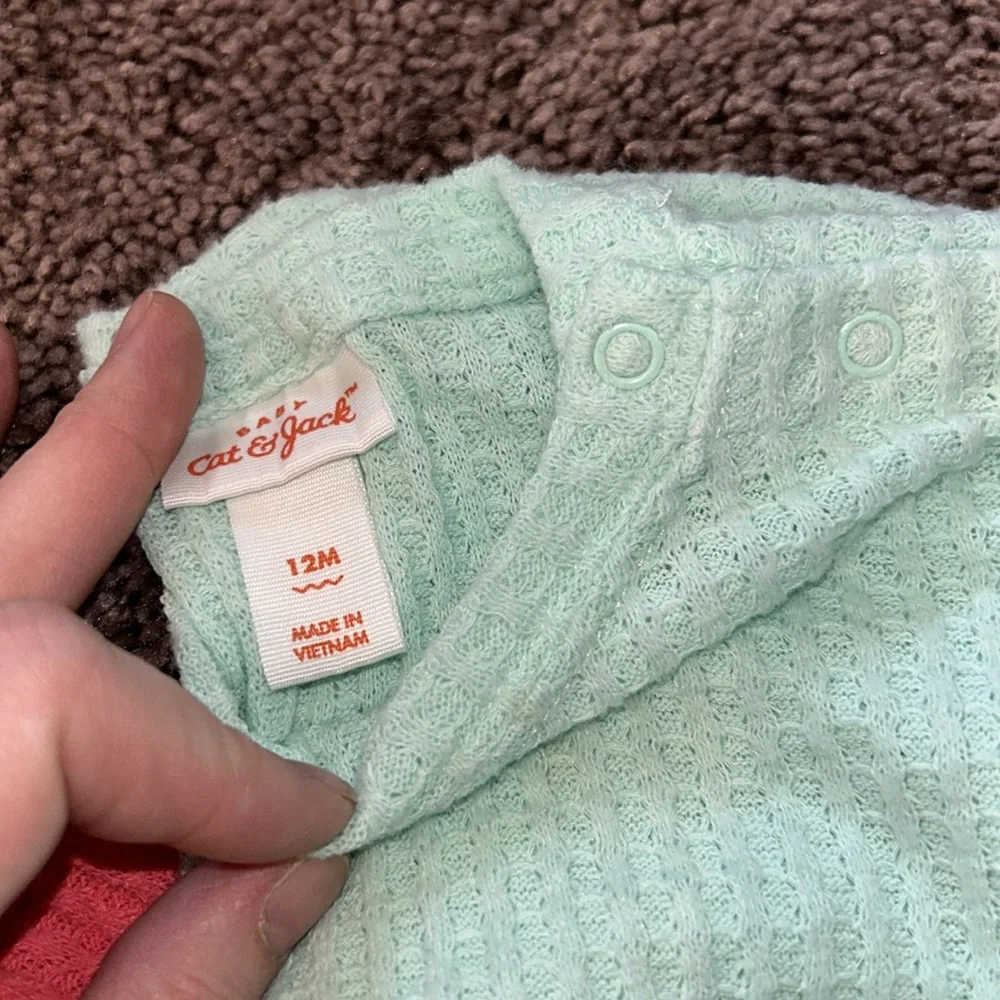 Cat & Jack pink and mint green thermal matching sets 12m